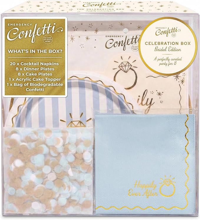 Bridal Wedding Celebration, Stylish Tableware Set for 8 Guests – Blue/Cream
