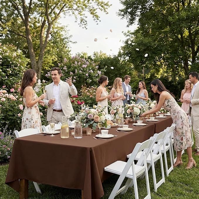 8 Packs Brown Tablecloth Rectangle 60x126 Inch Rectangular Table Cloths for 8ft Rectangle Tables, Wrinkle Resistant Polyester Fabric Tablecloth Washable Table Covers for Wedding Party Buffet