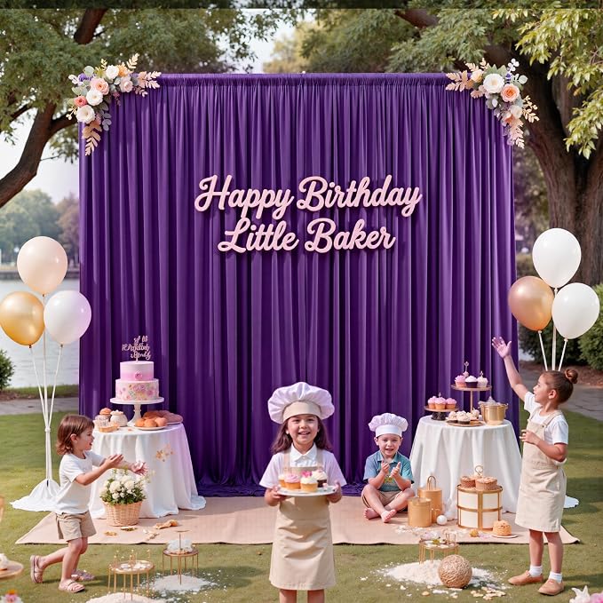 12ft x 10ft Purple Backdrop Curtains for Parties, Wrinkle Free 2 Panels Photo Backdrop Drapes Back Drop Cloth for Wedding Birthday Photography Background Decor