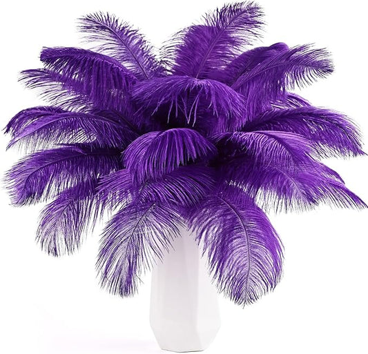 THARAHT Ostrich Feathers 90pcs Large Natural Bulk for Vase Crafts Wedding Party Centerpieces Christmas Tree Decoration Feathers,Purple