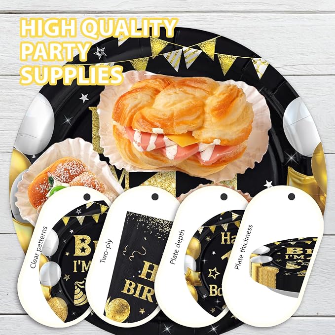 96 Pcs Bruh 14th Birthday Party Decorations Black Gold Bruh I’m 14 Plates and Napkins It's My 14th Birthday Tableware Set for Teen Boys and Girls 14 Years Old Party Supplies, Serves 24
