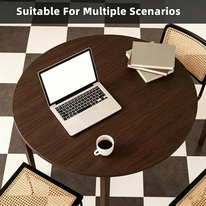 Round Table Pad - Can Be Used On Both Sides Waterproof and Easy to Clean Good Flatness Used for Dining Table(Walnut Wood Grain Dia.40Inch)