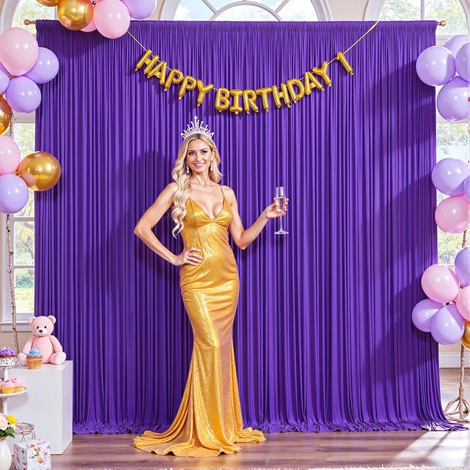 8 Panels Purple Backdrop Curtain for Parties Wedding Wrinkle Free Purple Photo Curtains Backdrop Drapes Fabric Decoration for Birthday Party Photography 40ft(W) x 10ft(H)