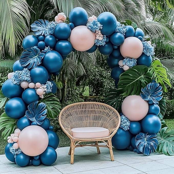 108Pcs Dusty Blue Double Stuffed Balloons Different Size, 18/12/10/5 inch Dark Slate Blue Balloons Garland Arch kit for Baby Shower Boy Birthday Bridal Gender Reveal Party Decoration