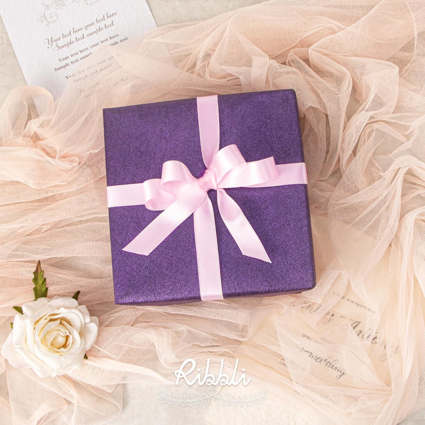 Ribbli Light Pink Satin Ribbon 5/8 inch x Continuous 25 Yards,Double Faced Satin Use for Craft, Gift Wrapping, Christmas Ornaments, Hair Bows, Bouquet Bows