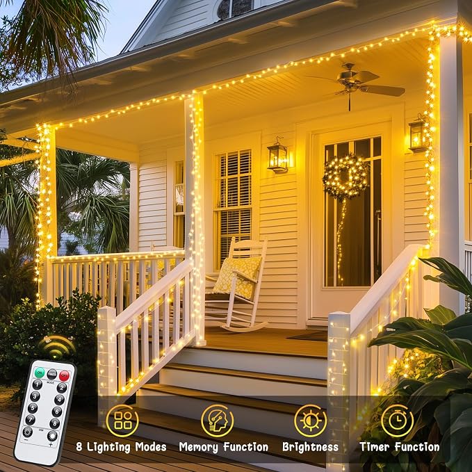 JMEXSUSS 2 Pack Christmas String Lights | Battery Operated, Outdoor, Indoor
