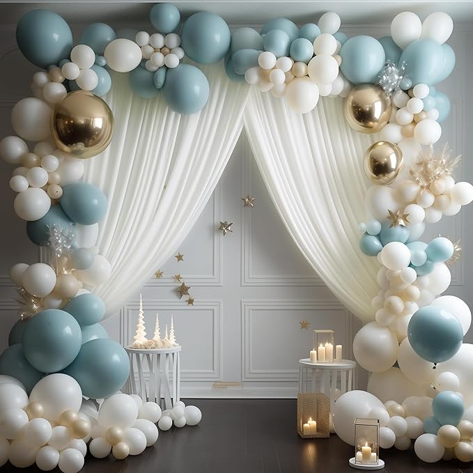 Wokceer Ivory Backdrop Curtain for Wedding Parties 3 Pack 10x10FT Wedding Curtains Photo Backdrop Drapes Polyester for Photoshoot Baby Shower Birthday Party Curtains Background 6 Panels 5x10FT
