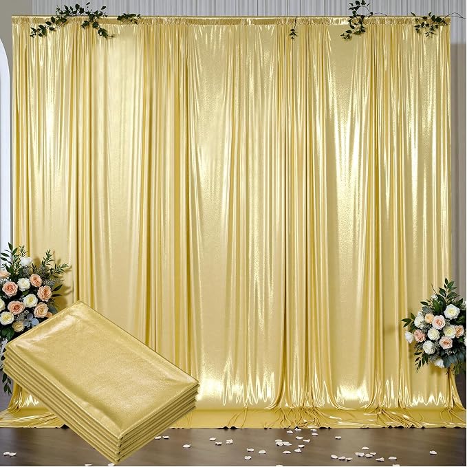 Outpain Thick 20 ft x 10 ft Gold Sequin Backdrop Curtain for Parties, Wrinkle Free Glitter Photo Backdrop Drapes 4 Panels 5x10ft Gold Back Drop Cloth for Wedding Christmas Photography Background