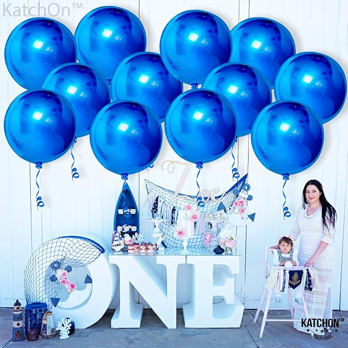 KatchOn, Royal Blue Balloons - 22 Inch, Pack of 12 | Large Metallic Blue Balloons for Fathers Day Decorations, Retirement Party Decorations | 4th of July Decorations, Birthday Decor