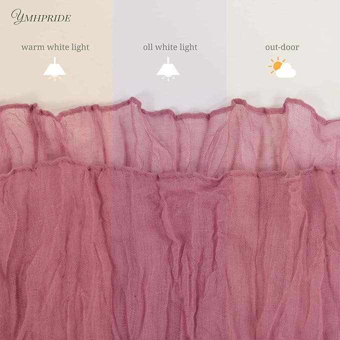 12 Pack Cheesecloth Table Runner 35 x 120 inch Long Boho Cheese Cloth Gauze Table Runners Semi Sheer Table Runner for Wedding Decor, Bridal Shower, Birthday Party (Dusty Rose)