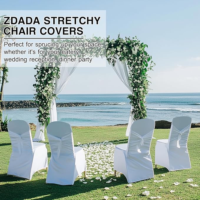 50 PCS White Folding Chair Covers for Party Spandex Stretch Chair Cover Durable, Washable Slipcovers, Universal Fit for Weddings, Dining, Events Decor