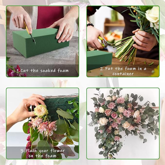 Prashent 35Pcs Floral Foam Blocks,Green Wet Dry Flower Foam Plant Foam for Fresh & Artificial Flower Arrangements DIY Craft 5.5”L x 3.1”W x 1.7”H
