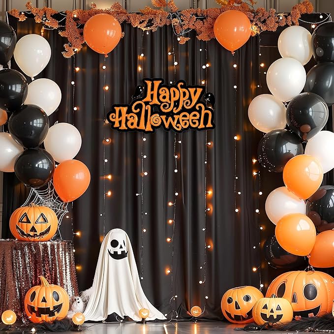 20x10FT Black Backdrop Curtains with Lights for Parties,Wrinkle Free Wedding Photo Backdrop Curtains for Baby Shower Birthday Ceremony Reception Home Party Decorations-5ft x 10ft,4 Panels