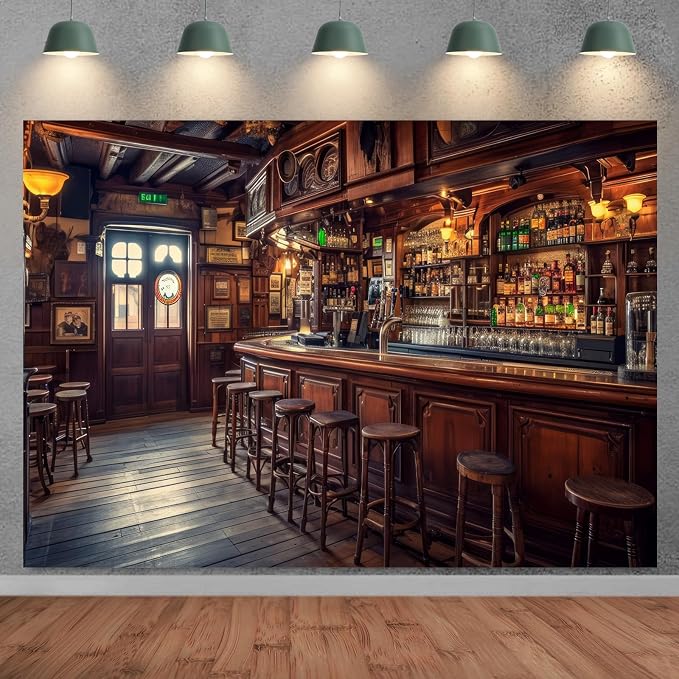 10x8ft Western Saloon Backdrop Vintage Retro Bar Background Rustic Brown Wooden House Western Tavern Cowboy Backdrop Wild West Theme Wedding Photo Studio Retro Style Birthday Party Supplies