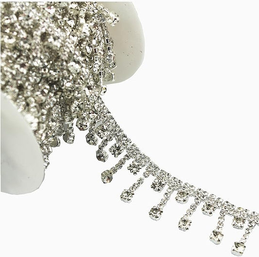 1 Yard Stunning Rhinestone Chain Applique Costume Sewing Trims Applique Embellishment Wedding Dress Decoration (LZ01)