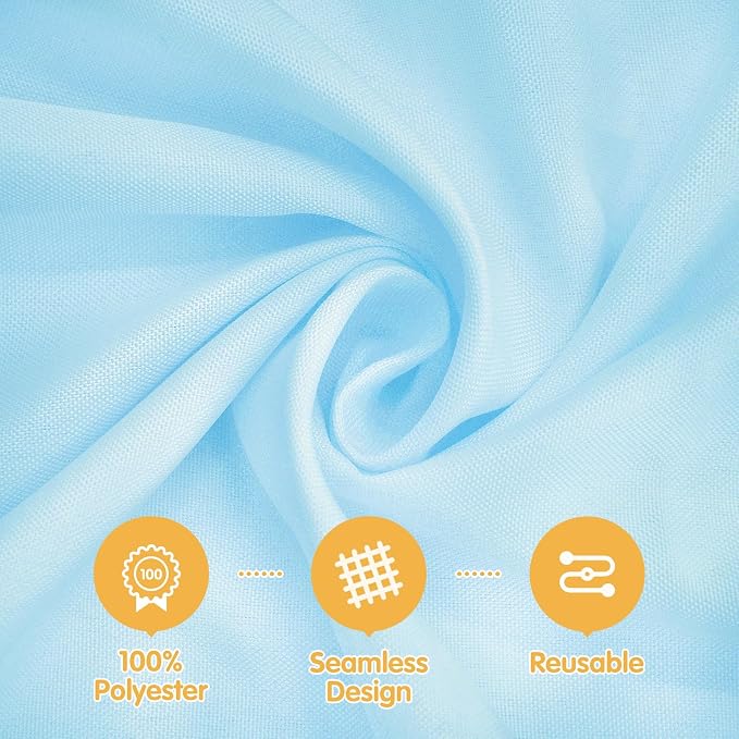 BRILLMAX 8 Pack Light Blue Tablecloths 70 x 120 Inch for 6ft & 8ft Rectangle Tables - 150 GSM Polyester Fabric, Universal Fit, Water, Stain & Wrinkle Resistant Cloth Cover for Wedding Banquet