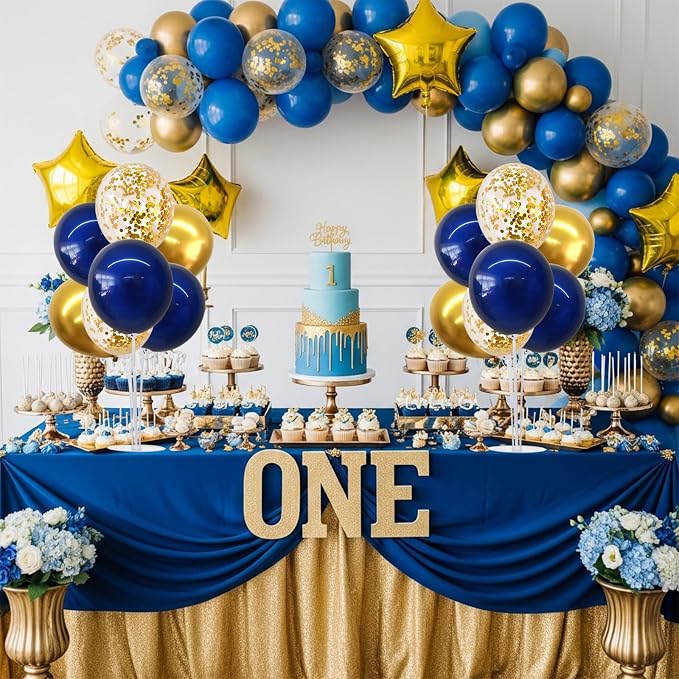 TONIFUL 4 Set Navy Blue Gold Balloons Stand Kit for Graduation Decorations 2026,Balloon Centerpieces for Table Prom,Retirement,Class of 2026 Party Decorations,Homecoming,Birthday Decoration