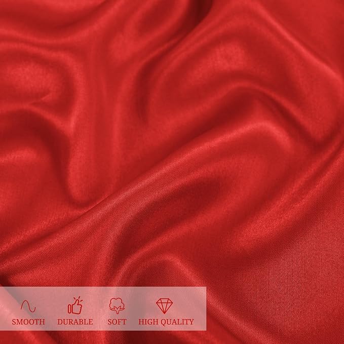 12 Pack 120 Inch Round Tablecloth, Red Satin Fabric Table Cloth for Round Tables, Wrinkle Resistant Washable TableCover Bright Silk Table Clothes for Wedding Party Dining Tables Banquet