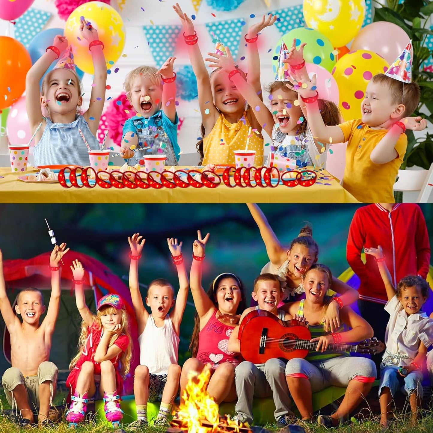 100 Pcs LED Bracelets Sound Activated with Flashing LED Strobe Music Control Light Up Bracelets for Rave, Game Prizes, Birthday Party Favor,Valentine's Day gift