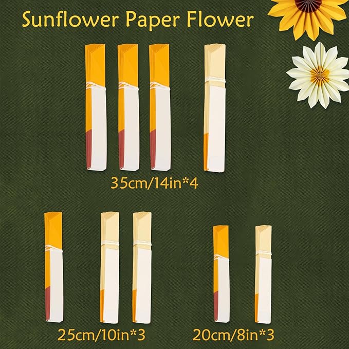 PAPER JAZZ Sunflower Party Decorations Sunflower Bithday Paper Fans Bulletin Board Decor, Yellow Tissue Flowers Wall Decorations Hanging Sun Flower Theme Party Supplies Baby Shower.