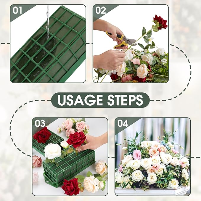 6PCs Floral Foam Cage, Wet & Dry Green Floral Cage for Fresh or Artificial Flowers, Wedding, Birthdays, Pary, Home Decorations