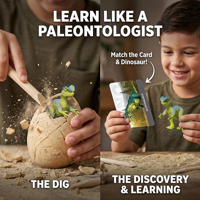 Uregoio 36-Pack Dinosaur Eggs Dig Kit, Surprise Dinosaur Eggs Excavation Kit with Magnifier, Science STEM Toys for Kids, Easter Basket Stuffers Birthday Party Favors & Gifts for Boys Girls Ages 3-12