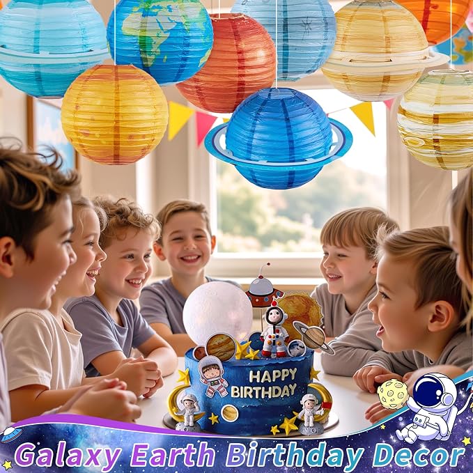 Easy Joy Space Paper Lantern Planets Lanterns Out of This World Space Outer Space Party Decorations Galaxy Earth Birthday Decor Classroom Science Astronaut Theme Solar System Party for Kids 8PCS