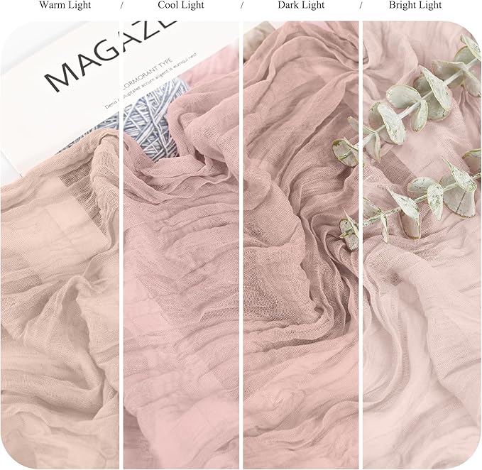 8 Pack Dusty Pink Cheesecloth Table Runner 10FT Boho Gauze Cheese Cloth Table Runner Rustic Sheer Fabric Table Runners for Wedding Bridal Shower Baby Shower Party(21.5×120 Inch)