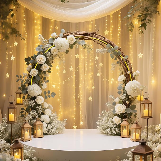 Round Balloon Arch Backdrop Stand Wedding Arch Frame 8FT Gold Metal Circle Backdrop Stand,Bridal Shower Anniversary Booth Background Decoration