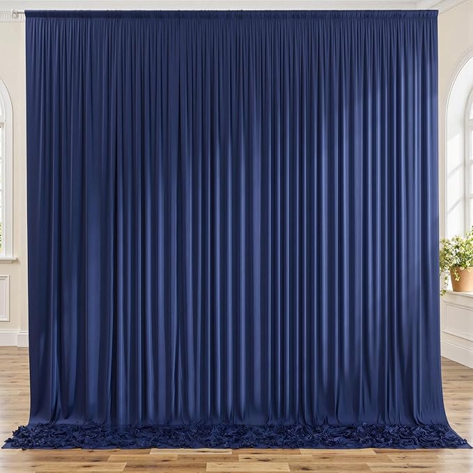 10ft x 8ft Wrinkle Free Navy Blue Backdrop Curtains for Parties, Thick Fabric Photo Backdrop Drapes for Weddings Photography Birthday Party Backgrpund Decor