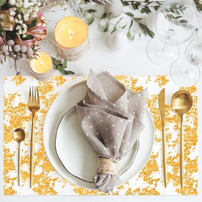 12 Pack Glitter Metallic Gold Table Runner, 11 x 108 Inches Sequin Table Runners, Mesh Decorations Glitter Table Runner for Party Wedding Birthday Bridal Shower Event Christmas Decorations