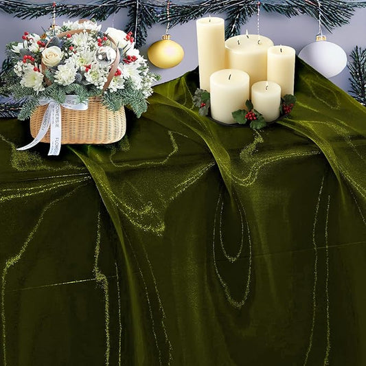 MDS Pack of 30 Yard Sheer Organza Fabric for Wedding Party Home Event Banquet Decorations, Backdrop Curtain Craft Dress Sewing Fashion DIY Crystal Organza Tulle Fabric Bolt 44” Wide - Olive Green