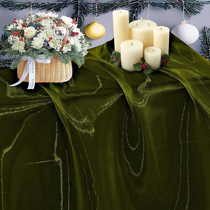 MDS Pack of 75 Yard Sheer Organza Fabric for Wedding Party Home Event Banquet Decorations, Backdrop Curtain Craft Dress Sewing Fashion DIY Crystal Organza Tulle Fabric Bolt 44” Wide - Olive Green