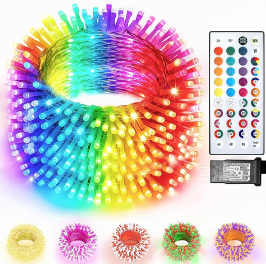 Color Changing Christmas Lights, 200 LED 35 Colors String Lights Indoor Outdoor with Remote, Waterproof Connectable Twinkle Lights Plug in for Xmas Tree Halloween Party Wedding Room Decor