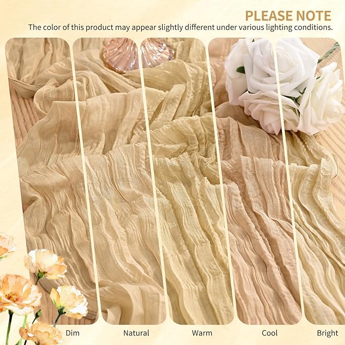 30 Pack Cheesecloth Table Runner 10FT Nude Table Runner Boho Gauze Cheese Cloth Table Runners Long Rustic Sheer Table Decorations for Wedding Party Baby Bridal Shower Birthday Holiday Home
