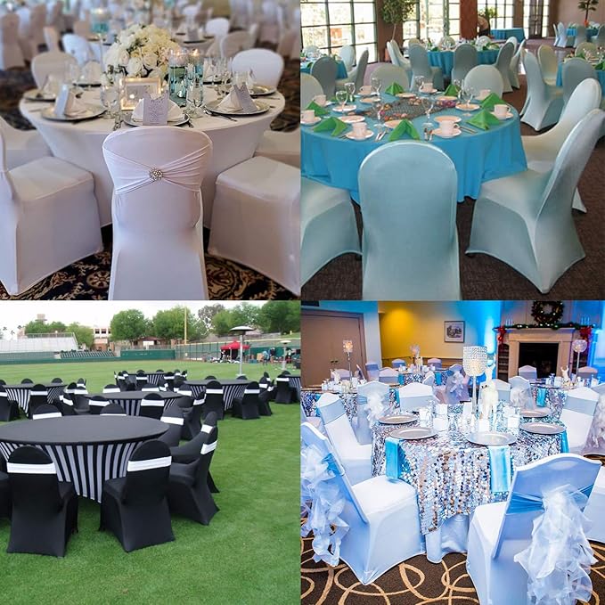 LZY 20pcs Spandex Chair Cover Stretch Slipcovers for Wedding Party, Dining Banquet Chair Decoration Covers (Black, 20)