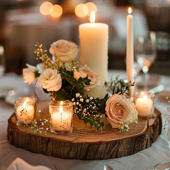 Wood Slices for Centerpieces 10 Pcs Natural Wood Rounds 6-7 Inch for Wedding Table Decor Rustic Centerpiece Base