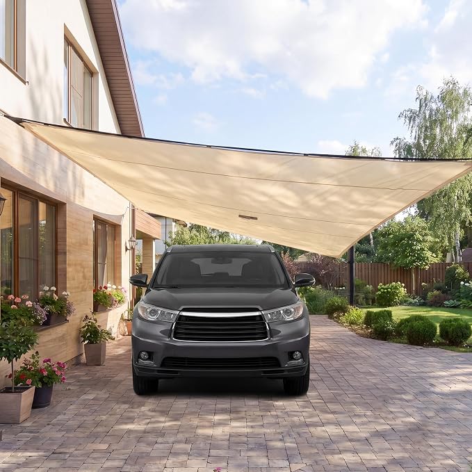 SIHAIAN 11 x 20 Ft Carport Replacement Canopy Cover(No Frame), Easy to Set up Carport Canopy, 500D Heavy-Duty Garage Top Tent Shelter Tarp Waterproof and UV Protected (Only Canopy Cover) Beige