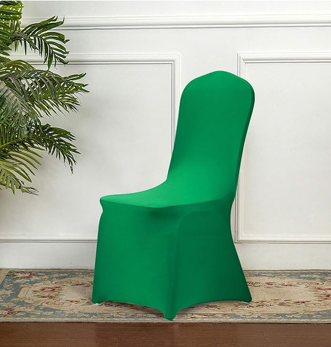 Peomeise Stretch Spandex Chair Cover for Wedding Party Dining Banquet Event (Emerald, 12)