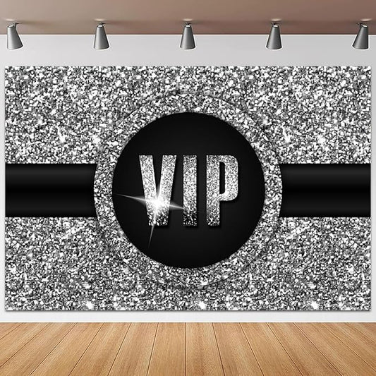 15x8ft VIP Backdrop Glitter Red Carpet Event Photography Background Black Silver Special Guest Film Show Music Party Banner Decorations Baby Shower Kids Birthday Parties Photo Booth Prop