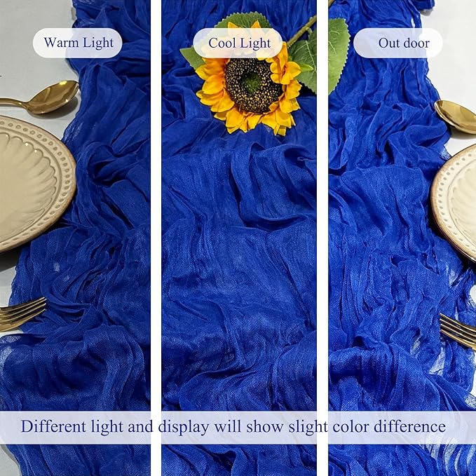 12Pack Royal Blue Table Runner 10Ft Cheesecloth Table Runner Boho Gauze Table Runners Long Cheese Cloth Table Runners for Wedding Party Bridal Shower Thanksgiving Christmas