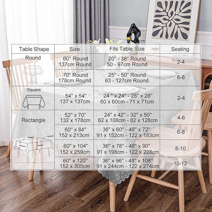 Smiry Rectangle Table Cloth, Waterproof Heavy Duty Vinyl Tablecloths, Wipeable Washable Table Cover for Kitchen and Dining Room (Grey, 54" X 108")