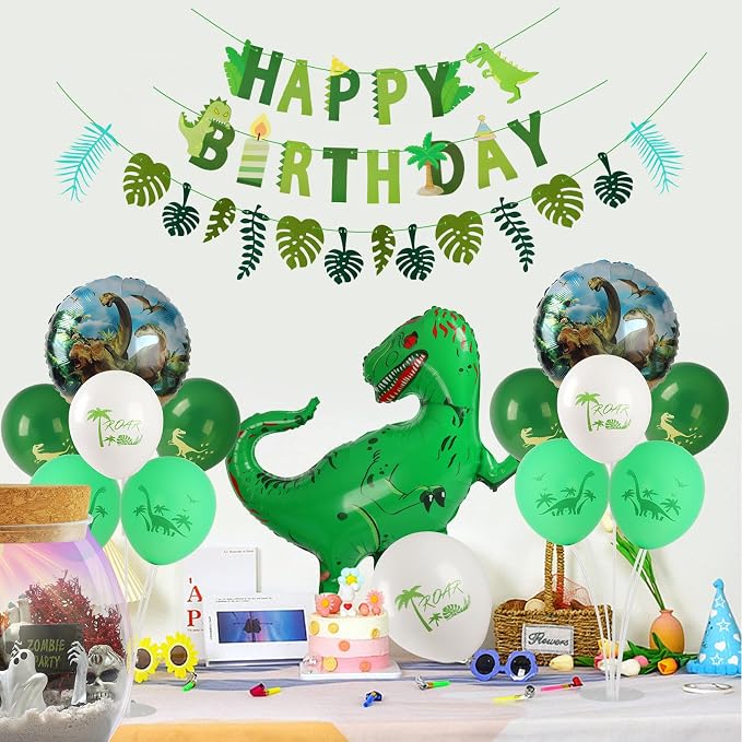 Dinosaur Birthday Decorations, Dinosaur Theme Party Decorations Include Table Centerpieces 2 Sets, Dino saur Balloons, Happy Birthday Banner, for Boys Dinosaur Decorations, Jungle Theme Party Decor