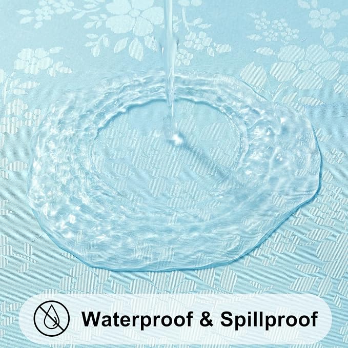 Smiry Rectangle Table Cloth, Waterproof Heavy Duty Vinyl Tablecloths, Wipeable Washable Table Cover for Kitchen and Dining Room (Light Blue, 60" X 120")