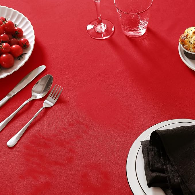 6 Pack Red Round Tablecloths 90 Inches Table Cloth Stain and Wrinkle Resistant Washable Polyester Table Cover Fabric for Party, Wedding,Dining,and Banquet Decoration