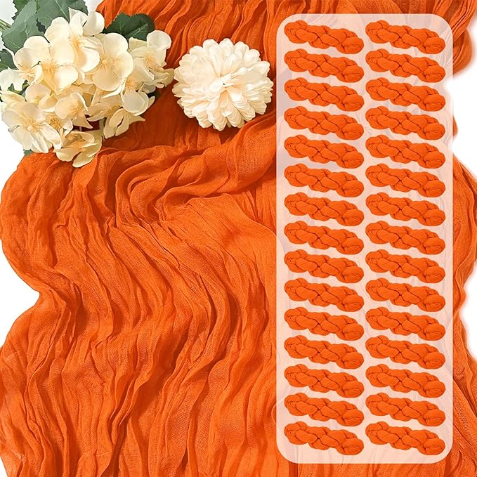 30 Pack Orange Cheesecloth Table Runner 17 x 108 inch Cheese Cloth Table Runners 9ft Orange Table Runner Rustic Romantic Sheer Gauze Runner for Wedding Party Baby Shower Table Decoration