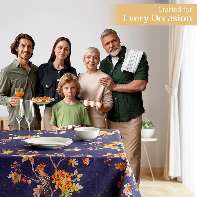 Maison d' Hermine Table Cloth Rectangle Table 100% Cotton 70 x 140 Inches Fall Tablecloth Reusable Everyday Use for Thanksgiving Christmas Decorations Dining Farmhouse Party (Kelim - Infinity)
