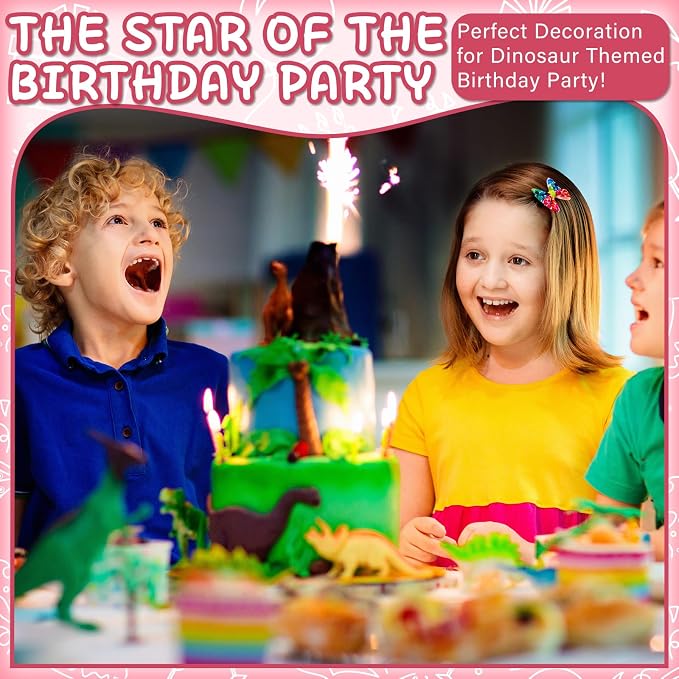 Sosation 6 ft Tall Lighted Birthday Inflatable Green Dinosaur with Cake Blow up Dinosaur Cake Decoration with Build in LED Lights for Birthday Party Outdoor Indoor Yard Lawn Garden