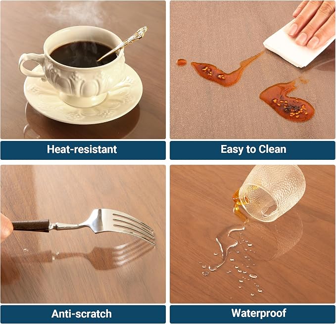 Clear Table Cover Protector Rectangle 40 x 94 Inch, 1.5mm Transparent Plastic Table Protector Waterproof, Anti-Scratch Clear Desk Mat for Office Desktop Dresser Dining Table