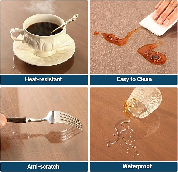 Clear Table Cover Protector Rectangle 48 x 96 Inch, 1.5mm Transparent Plastic Table Protector Waterproof, Anti-Scratch Clear Desk Mat for Office Desktop Dresser Dining Table